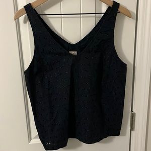 Navy blue A New Day tank with black floral detail size medium